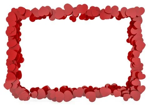 Heart shaped glossy plastic frame isolated on white. 3D Stock Illustration