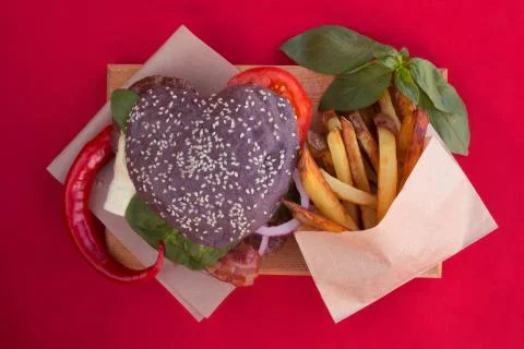 Heart shaped hamburger Stock Photos