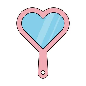 Heart Shaped Hand Mirror Vector Illustration Illustrazione stock