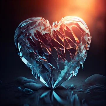 A heart shaped ice cube on black background. Stock Illustration