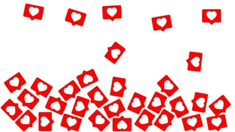 Heart shaped like icons falling down Stock Footage 129727891