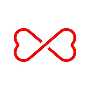 Heart-shaped infinity symbol in red outline, representing eternal love, end.. Stock Illustration