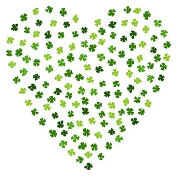 Heart Shaped Irish Background. Made Of Clover Laef. Stock Illustration
