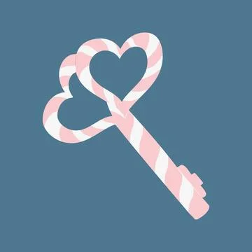 Heart shaped key icon vector. Love and valentine day concept. Isolated on blue Stock Illustration