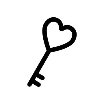 Heart shaped key solid icon. Old key with heart vector illustration isolated on Stock Illustration