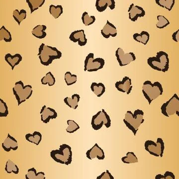 Heart Shaped leopard seamless tiling pattern Stock Illustration