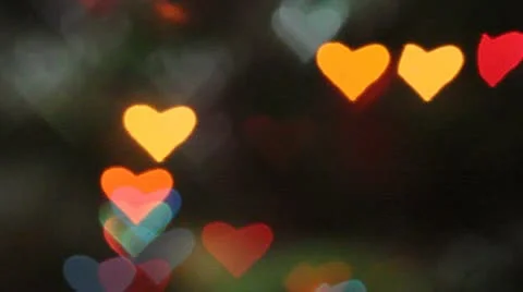 Heart shaped lights. Romance. Video stock 12442706