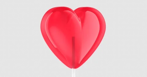 Heart shaped lollipop, rotation animation seamlessly loopable. 3D rendering.. Stock Footage 332670853