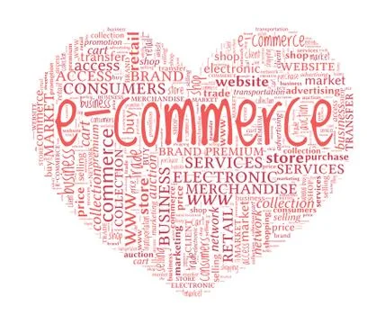 Heart Shaped Loving E-Commerce Online Shopping Concept Word Cloud Stockillustratie