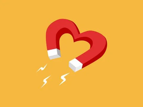 Heart shaped magnet, attraction through love Stock Illustration