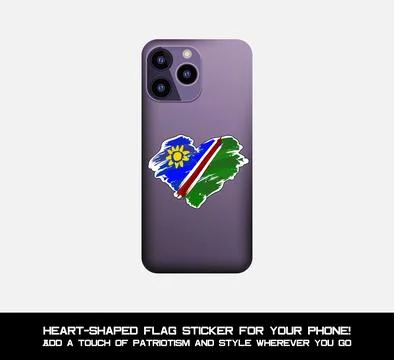Heart-shaped Namibia flag sticker Stock Illustration