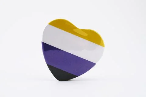 Heart-shaped non-binary pride flag Stock Illustration