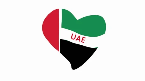 Heart shaped outline containing small UAE flag symbol Stock Footage 320988943
