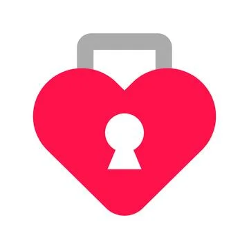 Heart-shaped padlock icon. Security. Vector. Stock Illustration