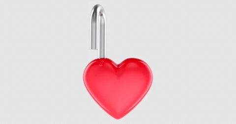Heart shaped padlock opening and closing rotation animation seamlessly loop.. Stock Footage 334882809