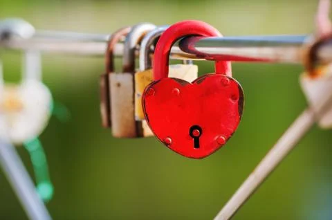 Heart shaped padlock Stock Photos