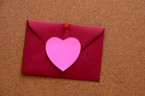 Heart shaped paper notes with envelope Stock Photos