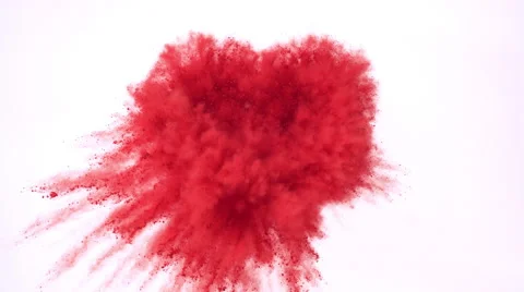 Heart shaped particles being exploded. Slow Motion. Unedited version included. Video stock 55536754