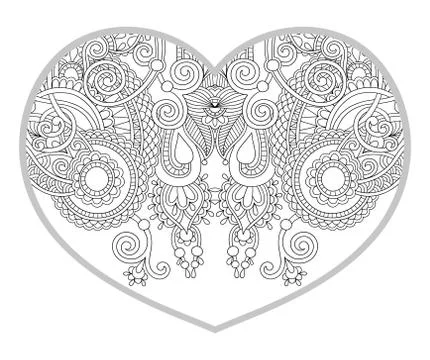 Heart shaped pattern for adult and older children coloring book Stock Illustration