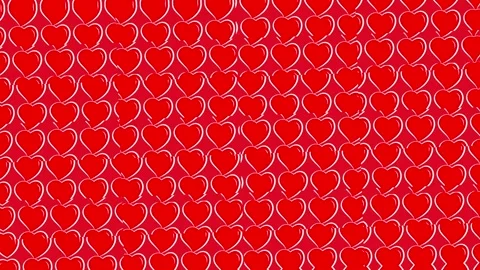 Heart-shaped pattern animation with a red background Stock Footage 305069193
