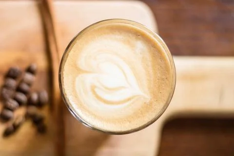  Heart-shaped pattern of coffee latte art, valentine s day for background ... Stock Photos