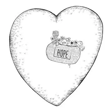 Heart-shaped pattern for coloring book. Black and white heart with a patch of Stock Illustration