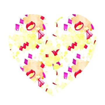 Heart shaped pattern with festive confetti. Stock Illustration