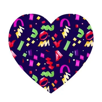 Heart shaped pattern with multicolor confetti. Stock Illustration