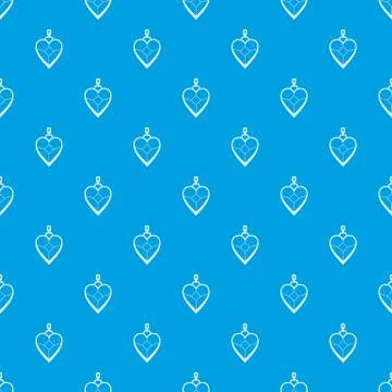 Heart shaped pendant pattern seamless blue Stock Illustration
