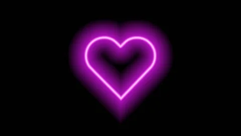 Heart shaped pink neon light on black ba... | Stock Video | Pond5
