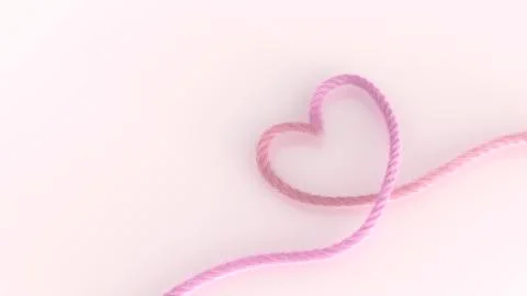 Heart shaped of pink thread, 3D Rendering Stock Illustration