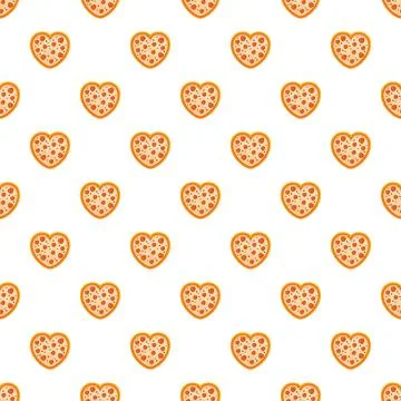 Heart shaped pizza pattern representing love and food Stock Illustration