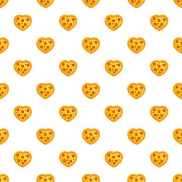 Heart shaped pizza seamless pattern for food love Stock Illustration