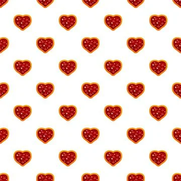 Heart shaped pizzas creating romantic food pattern Stock Illustration