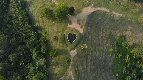 Heart shaped pond Stock Footage 90153555