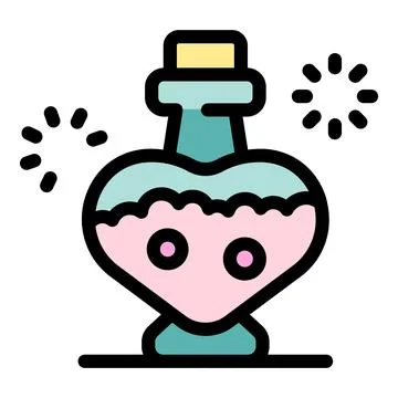 Heart shaped potion bottle sparkling with magic and mystery Ilustração Stock