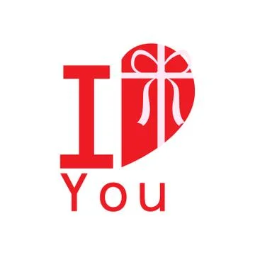 Heart shaped present with text. Valentine day Stock Illustration