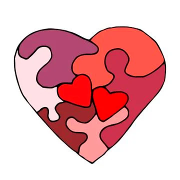Heart shaped puzzle vector doodle Stock Illustration