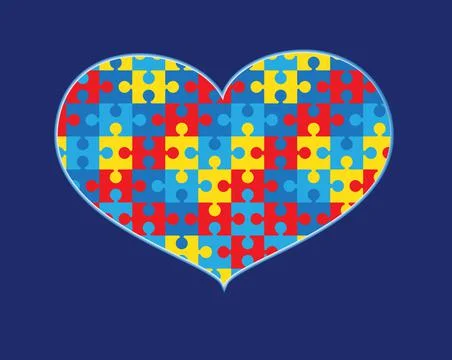 Heart-shaped puzzles. Blue background. Stock Illustration