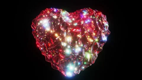 Heart-shaped red ruby or gemstone rendered in UHD Stock Footage 266086288