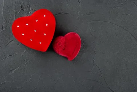 Heart-shaped ring box Stock Photos