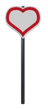 Heart shaped roadsign on white background - 3d rendering Illustrazione stock