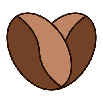 Heart shaped roasted coffee bean symbol with organic brown tones coffee Stock Illustration