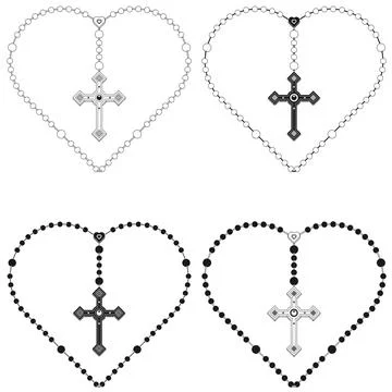 Heart shaped rosary vector design Illustrazione stock