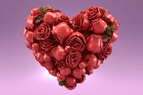 Heart shaped rose, 3D render Stock Illustration