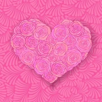 Heart-shaped rose bouquet in soft pink colors Иллюстрация