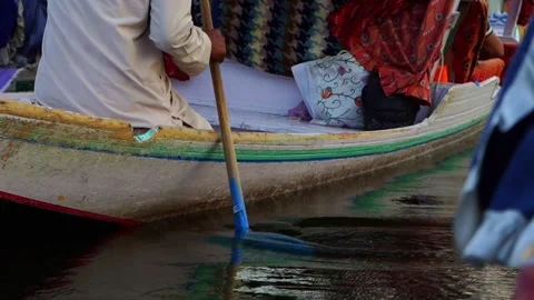 Heart Shaped Shikara Paddle Creating Ripples in Dal Lake Kashmir 動画素材 336480128