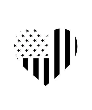 A heart-shaped silhouette containing a grid of small stars on one side and ve Stock Illustration