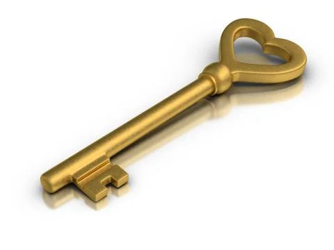 Heart shaped skeleton key Stock Illustration