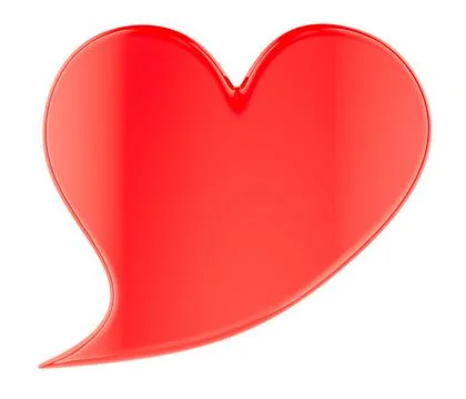 Heart shaped speech bubble icon for love message, 3d rendering Stock Illustration